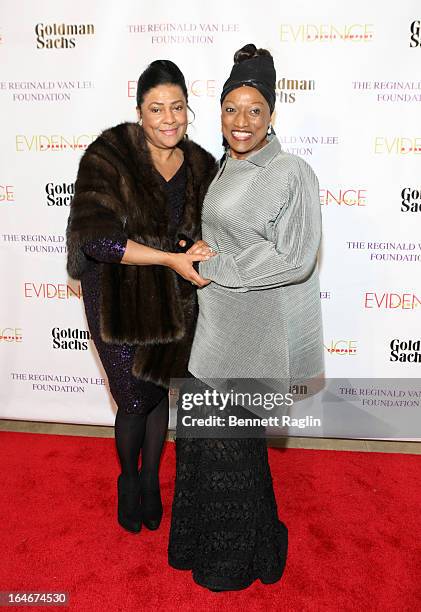 Opera Singers Kathleen Battle and Jessye Norman attends the Evidence, A Dance Company 9th annual Torch Ball at The Plaza Hotel on March 25, 2013 in...