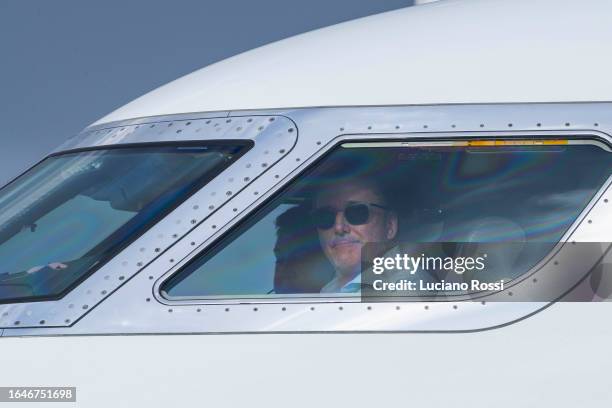 Roma President Dan Friedkin is seen during his arrival at Ciampino Airport on August 29, 2023 in Rome, Italy.