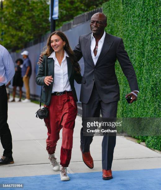 Zia Victoria and Seal are seen at the opening day of the 2023 US Open Tennis Tournament on August 28, 2023 in New York City.