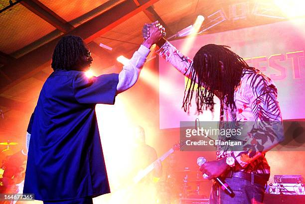 Rapper Snoop Lion aka. Snoop Dogg and Reggae Artist Mavado perform during LionFest and the 2013 SXSW Music Festival at Viceland on March 14, 2013 in...