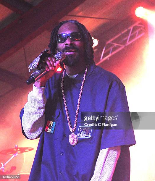 Rapper Snoop Lion performs during LionFest and the 2013 SXSW Music Festival at Viceland on March 14, 2013 in Austin, Texas.