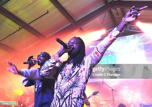 Rapper Snoop Lion aka. Snoop Dogg and Reggae Artist Mavado perform during LionFest and the 2013 SXSW Music Festival at Viceland on March 14, 2013 in...