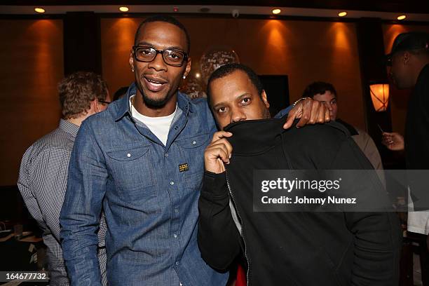 Ernest Clark of Da Internz and No I.D attend Remy Martin V Celebrates Big Sean's 25th Birthday Dinner at Wolfgang's Steakhouse on March 25, 2013 in...