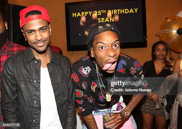 Big Sean and Wiz Khalifa attend Remy Martin V Celebrates Big Sean's 25th Birthday Dinner at Wolfgang's Steakhouse on March 25, 2013 in Beverly Hills,...