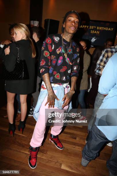 Wiz Khalifa attends Remy Martin V Celebrates Big Sean's 25th Birthday Dinner at Wolfgang's Steakhouse on March 25, 2013 in Beverly Hills, California.