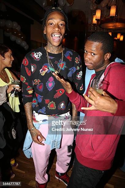 Wiz Khalifa attends Remy Martin V Celebrates Big Sean's 25th Birthday Dinner at Wolfgang's Steakhouse on March 25, 2013 in Beverly Hills, California.
