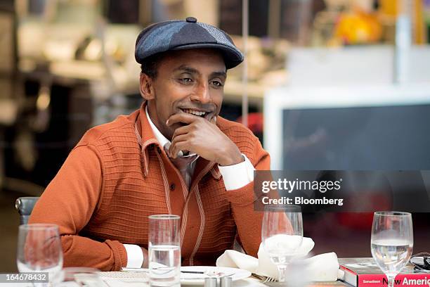 Marcus Samuelsson, owner and chef of Red Rooster Harlem and author of "Yes, Chef: A Memoir," attends a meeting with members of Bloomberg's muse arts...