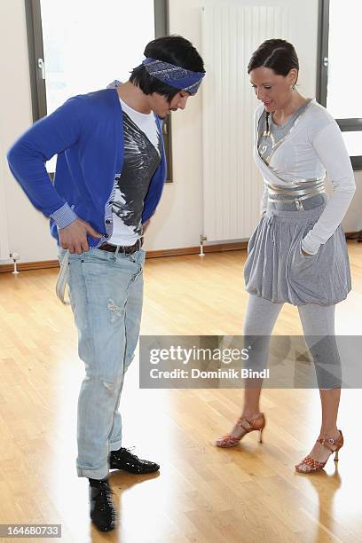 Erich Klann and Simone Ballack pose at a photo call for the sixth season on Germany's RTL network competition 'Let's Dance' on March 26, 2013 in...