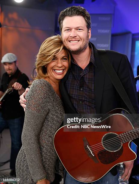 Hoda Kotb and singer Blake Shelton appear on NBC News' "Today" show on March 26, 2013 --