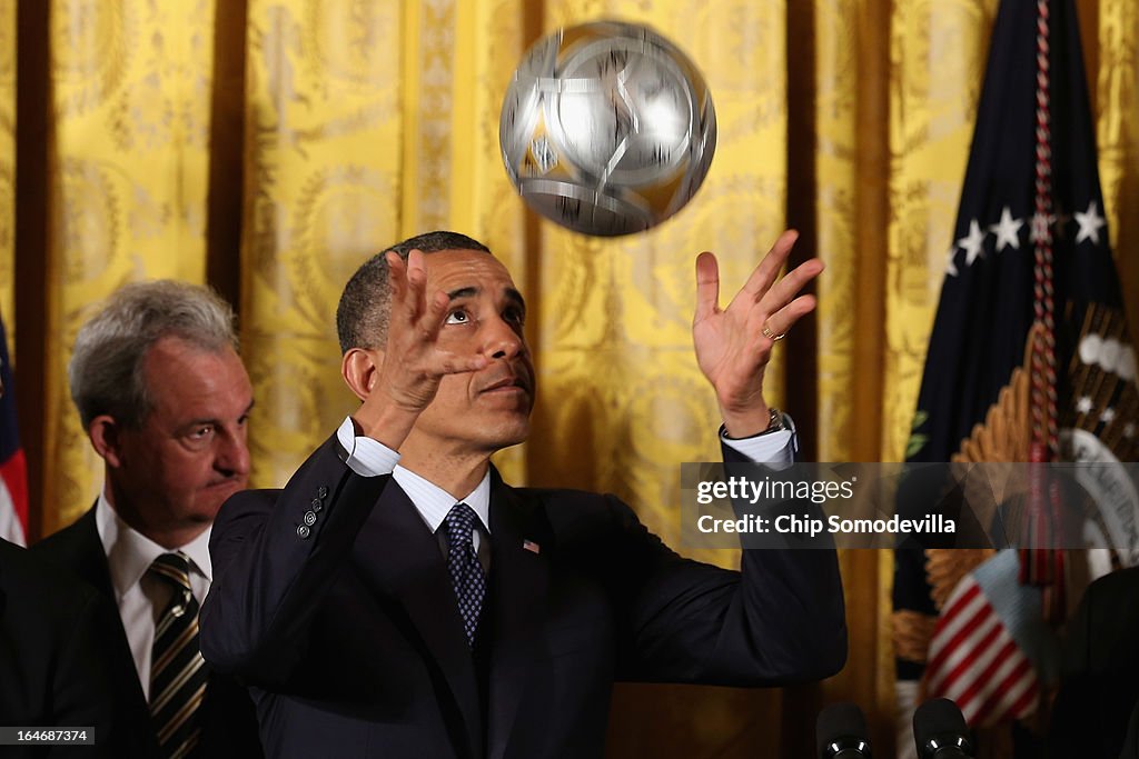 Stanley Cup Winning LA Kings And MLS Champions LA Galaxy Honored At White House