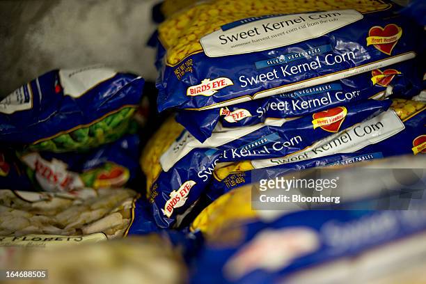 Pinnacle Foods Birds Eye brand frozen vegetables sits on display for sale at a supermarket in Princeton, Illinois, U.S., on Tuesday, March 26, 2013....