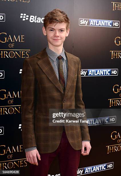 Thomas Brodie Sangster attends the season launch of 'Game of Thrones' at One Marylebone on March 26, 2013 in London, England.