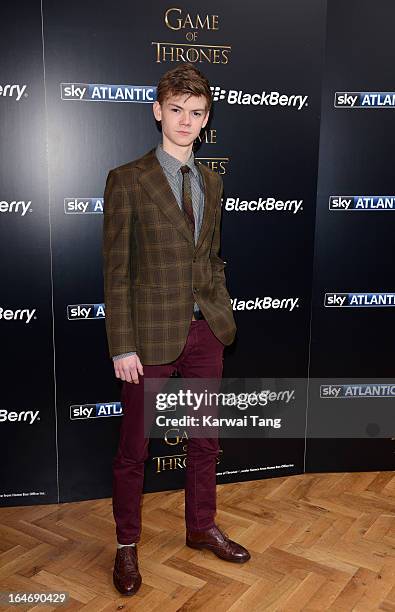 Thomas Brodie Sangster attends the season launch of 'Game of Thrones' at One Marylebone on March 26, 2013 in London, England.