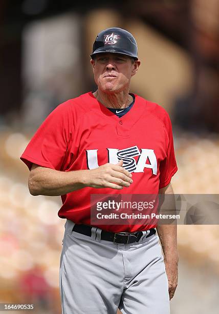 Coach Dale Murphy of USA during the spring training game against Chicago White Sox at Camelback Ranch on March 5, 2013 in Glendale, Arizona.