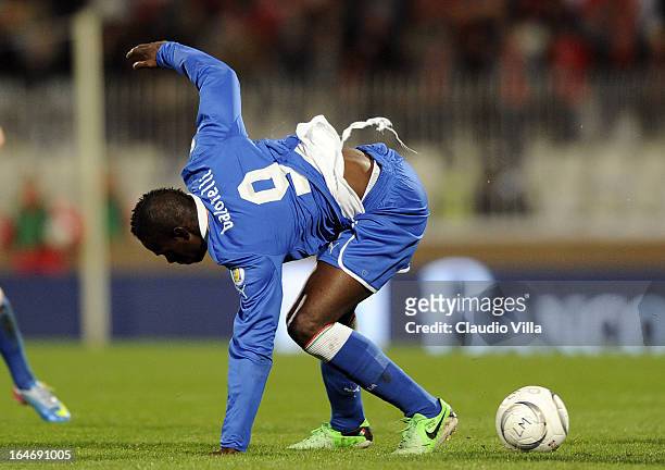 Mario Balotelli of Italy during the FIFA 2014 World Cup qualifier match between Malta and Italy at Ta Qali Stadium on March 26, 2013 in Malta, Malta.