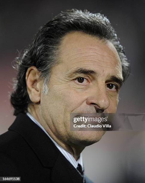 Head coach Italy Cesare Prandelli before the FIFA 2014 World Cup qualifier match between Malta and Italy at Ta Qali Stadium on March 26, 2013 in...