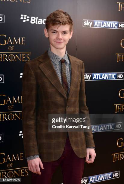 Thomas Brodie Sangster attends the season launch of 'Game of Thrones' at One Marylebone on March 26, 2013 in London, England.