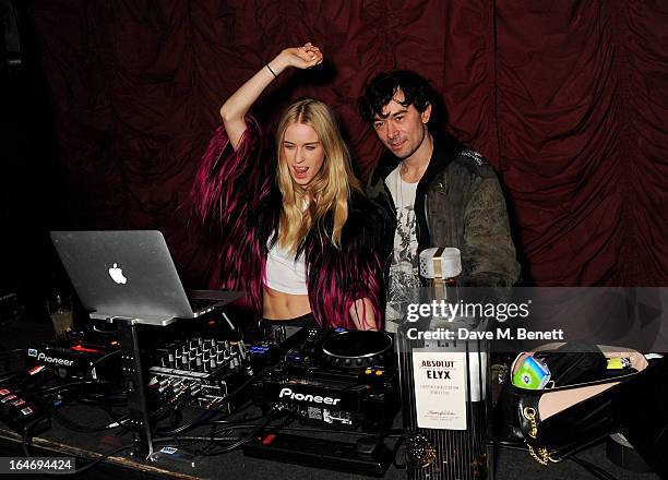 Mary Charteris and Robbie Furze attend the ABSOLUT Elyx launch party at The Box Soho on March 26, 2013 in London, England.