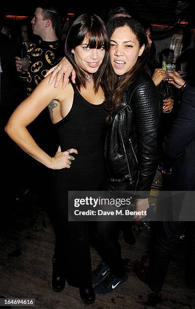 Willa Keswick and Miquita Oliver attend the ABSOLUT Elyx launch party at The Box Soho on March 26, 2013 in London, England.