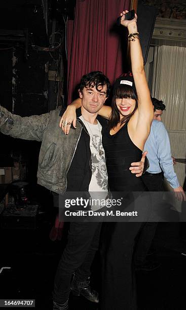 Robbie Furze and Willa Keswick attend the ABSOLUT Elyx launch party at The Box Soho on March 26, 2013 in London, England.