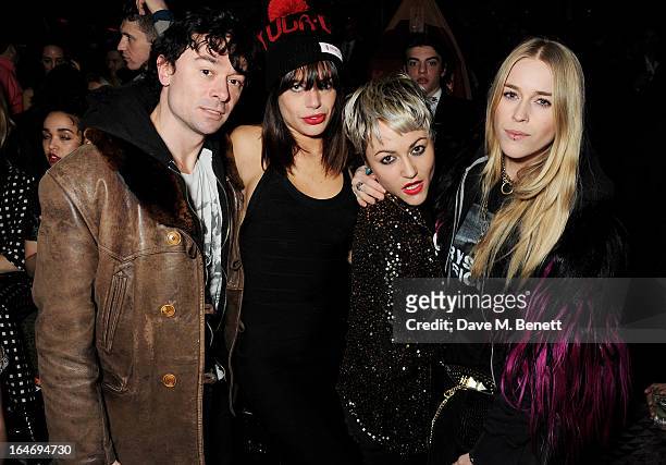 Robbie Furze, Willa Keswick, Jaime Winstone and Mary Charteris attend the ABSOLUT Elyx launch party at The Box Soho on March 26, 2013 in London,...