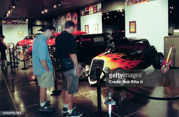 Hot Rods on display at Cars and Guitars Rock and Roll exhibit, June 26, 2001 at Petersen Automotive Museum in Los Angeles, California.
