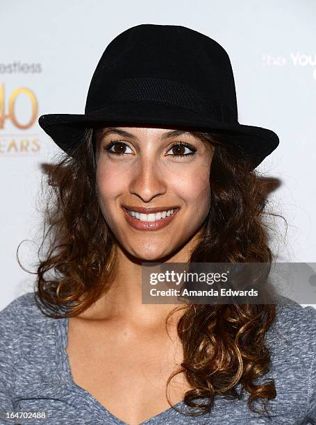 Actress Christel Khalil attends the "The Young & The Restless" 40th anniversary cake-cutting ceremony at CBS Television City on March 26, 2013 in Los...