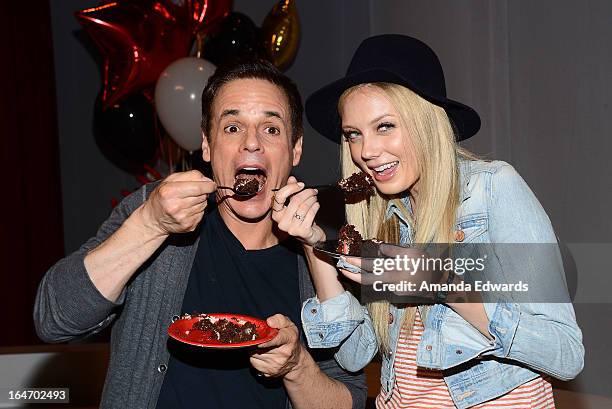 Actor Christian LeBlanc and actress Melissa Ordway attend the "The Young & The Restless" 40th anniversary cake-cutting ceremony at CBS Television...