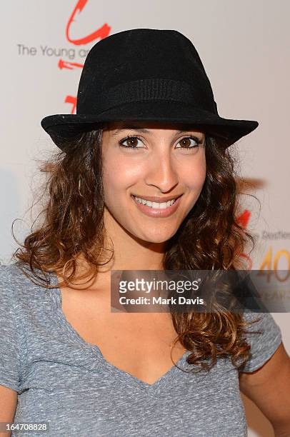 Actress Christel Khalil poses at 'The Young & The Restless' 40th anniversary cake-cutting ceremony at CBS Television City on March 26, 2013 in Los...