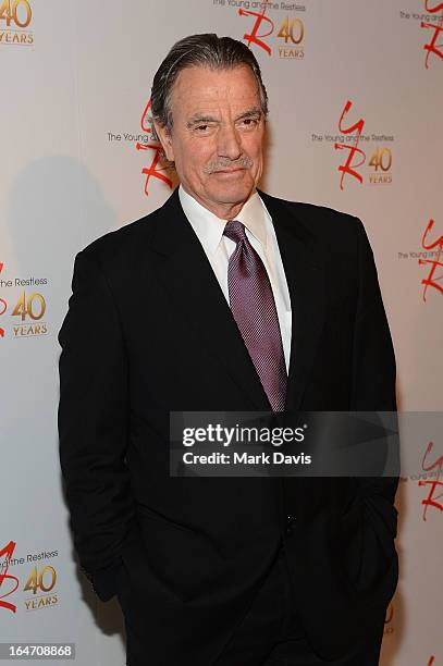 Actor Eric Braeden poses at 'The Young & The Restless' 40th anniversary cake-cutting ceremony at CBS Television City on March 26, 2013 in Los...