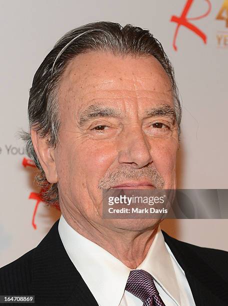 Actor Eric Braeden poses at 'The Young & The Restless' 40th anniversary cake-cutting ceremony at CBS Television City on March 26, 2013 in Los...