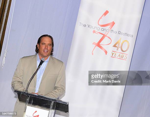 Producer Steve Mosko poses at 'The Young & The Restless' 40th anniversary cake-cutting ceremony at CBS Television City on March 26, 2013 in Los...