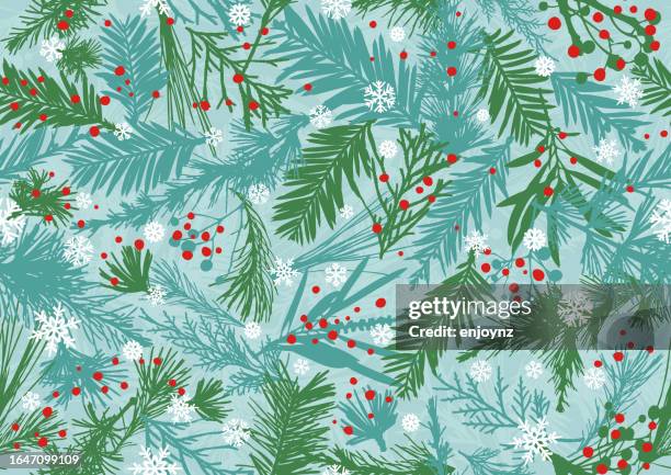 seamless icy christmas winter plants design - frozen window stock illustrations