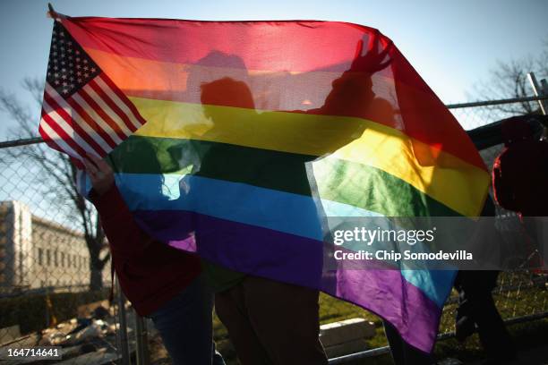 Heather Davidson and Julie Berger, both of Shelbyville, Indiana, joins hundreds of other people lining up outside the Supreme Court for a chance to...