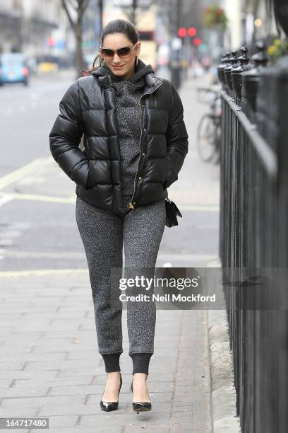 Kelly Brook seen heading out to lunch on March 27, 2013 in London, England.