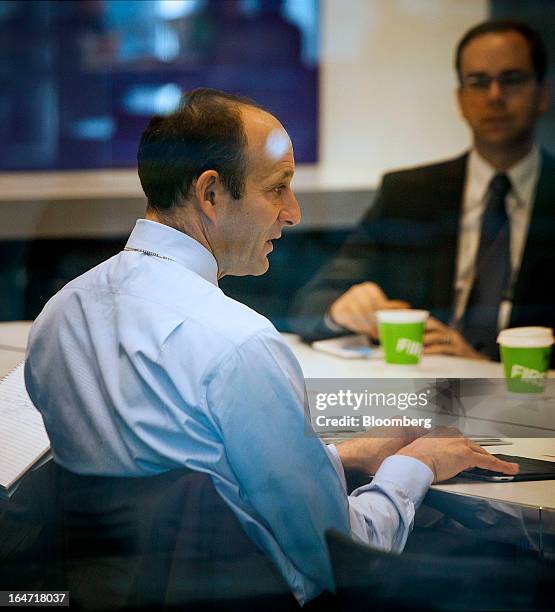 Kenneth "Ken" Jacobs, chief executive officer of Lazard Ltd., left, speaks during an interview in New York, U.S., on Wednesday, March 27, 2013....