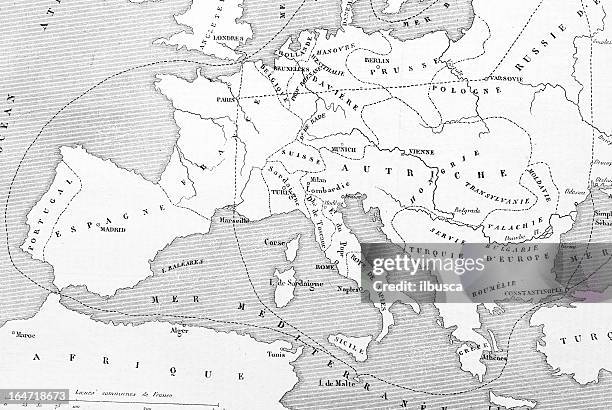 illustrations, cliparts, dessins animés et icônes de carte de l'europe (française - style renaissance