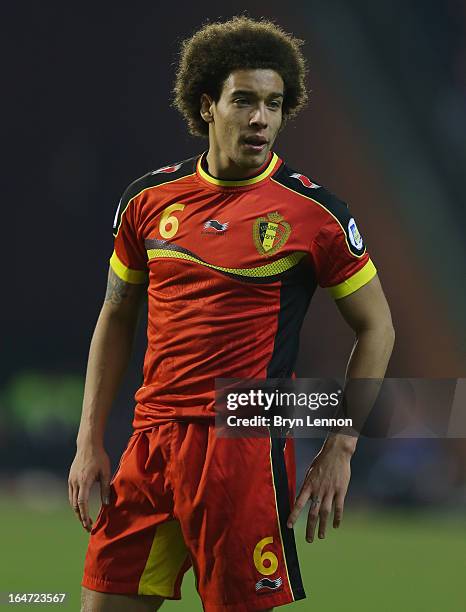 Axel Witsel of Belgium looks on during the FIFA 2014 World Cup Qualifier between Belgium and Macedonia at Stade Roi Baudouis on March 26, 2013 in...