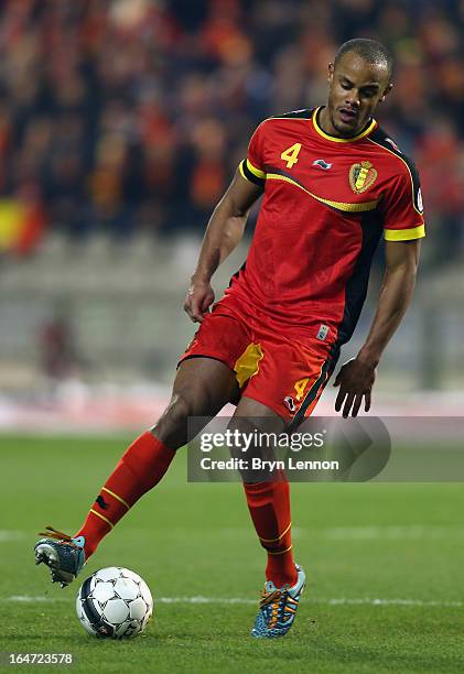 Vincent Kompany of Belgium in action during the FIFA 2014 World Cup Qualifier between Belgium and Macedonia at Stade Roi Baudouis on March 26, 2013...