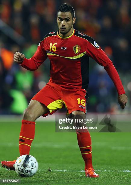 Nacer Chadli of Belgium in action during the FIFA 2014 World Cup Qualifier between Belgium and Macedonia at Stade Roi Baudouis on March 26, 2013 in...