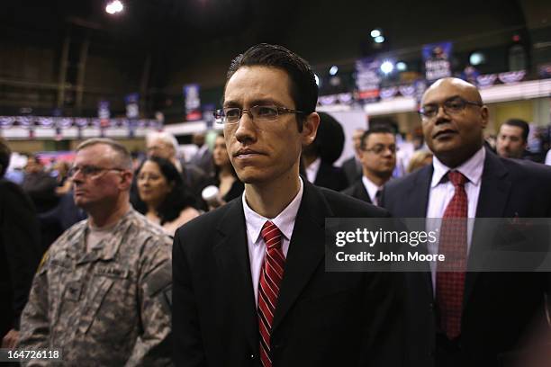 Military veterans prepare to meet potential employers at the Hiring Our Heroes military job fair held on March 27, 2013 in New York City. Hundreds of...