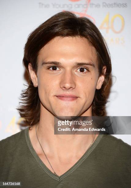 Actor Hartley Sawyer attends the "The Young & The Restless" 40th anniversary cake-cutting ceremony at CBS Television City on March 26, 2013 in Los...
