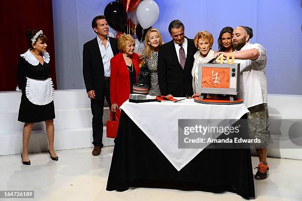 Actors Kate Linder and Peter Bergman, producer Lee Phillip Bell, actors Melody Thomas Scott, Eric Braeden, Jeanne Cooper and Jess Walton and Chef...