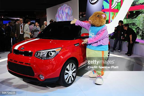 The new 2014 Kia Soul is displayed at the 2013 New York International Auto Show on March 27, 2013 in New York City. The New York Auto Show will open...