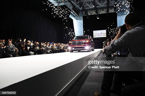 The new 2014 Toyota Highlander mid-sized SUV is displayed at the 2013 New York International Auto Show on March 27, 2013 in New York City. The New...