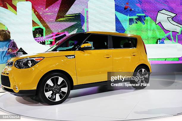 The new 2014 Kia Soul is displayed at the 2013 New York International Auto Show on March 27, 2013 in New York City. The New York Auto Show will open...