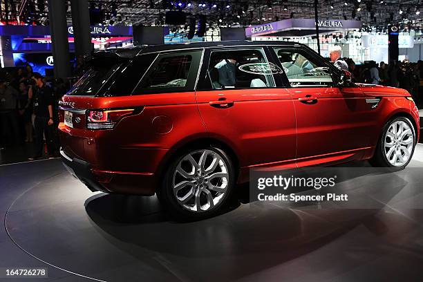 The new Land Rover Sport is displayed at the 2013 New York International Auto Show on March 27, 2013 in New York City. The New York Auto Show will...