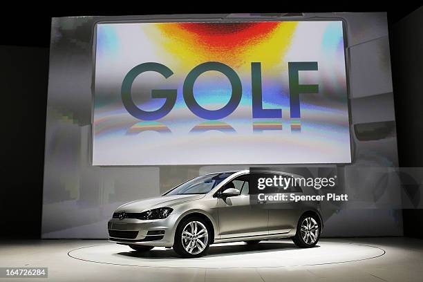 The new U.S. Version of the Volkswagen redesigned Golf is displayed at the 2013 New York International Auto Show on March 27, 2013 in New York City....