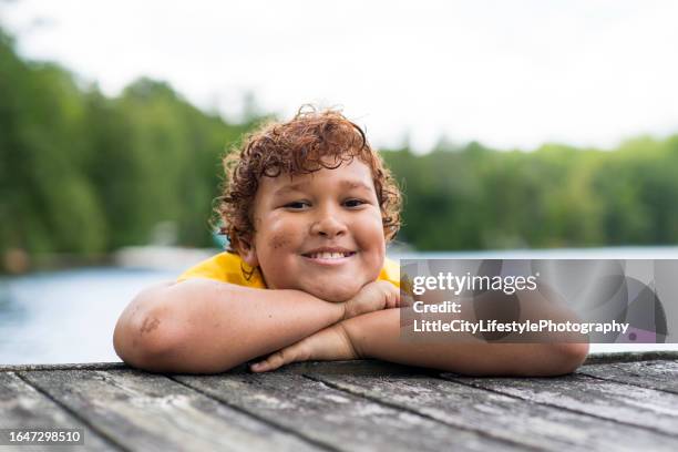 happy camper - tweens in bathing suits stock pictures, royalty-free photos & images