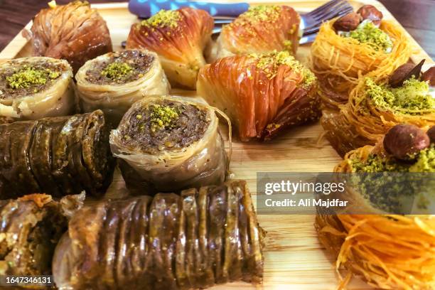 baklava sweet plater - dessert stock pictures, royalty-free photos & images